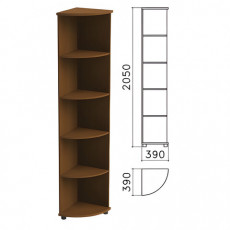 Шкаф (стеллаж) угловой Монолит, 390х390х2050 мм, 4 полки, цвет орех гварнери, УМ46.3