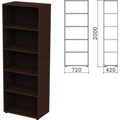 Шкаф (стеллаж) Приоритет, 720х420х2000 мм, 4 полки, венге, К-934, К-934 венге