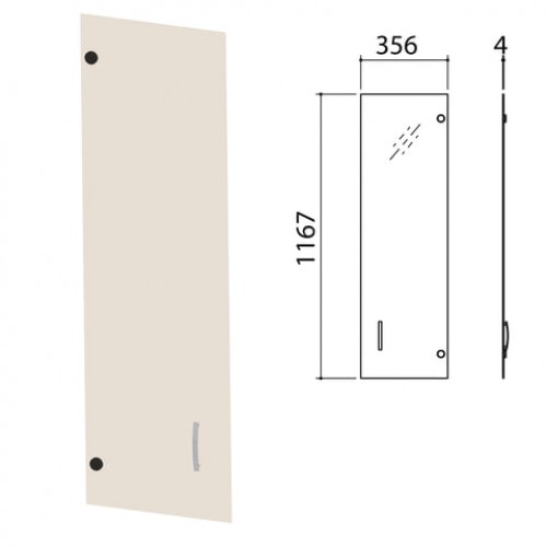 Дверь СТЕКЛО тонированное, средняя, Приоритет, 356х4х1167 мм, БЕЗ ФУРНИТУРЫ, К-941
