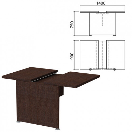 Модуль стола для переговоров Приоритет 1400х900х750 мм, венге (КОМПЛЕКТ)