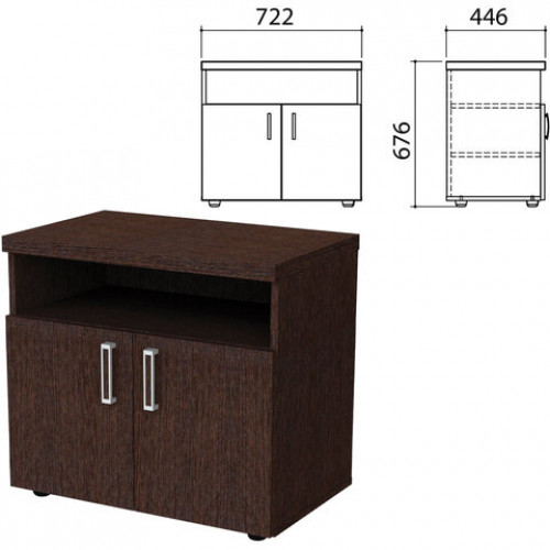 Тумба для оргтехники Приоритет 722х446х676 мм, 2 двери, полка, венге, К-928, К-928 венге