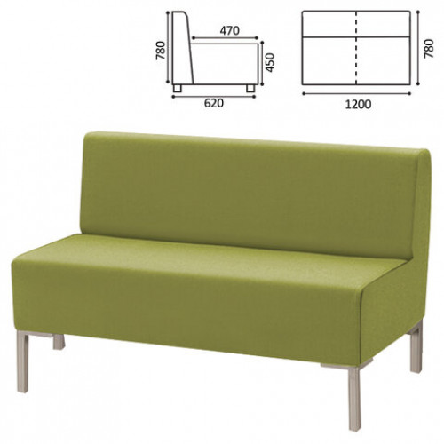 Диван мягкий двухместный Хост М-43, 1200х620х780 мм, без подлокотников, экокожа, светло-зеленый