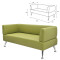 Диван мягкий трехместный Норд, V-700, 1560х720х730 мм, c подлокотниками, экокожа, светло-зеленый
