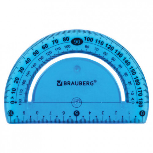 Набор чертежный средний гибкий BRAUBERG FLEX (линейка 20 см, треугольник, транспортир), ассорти, 210679