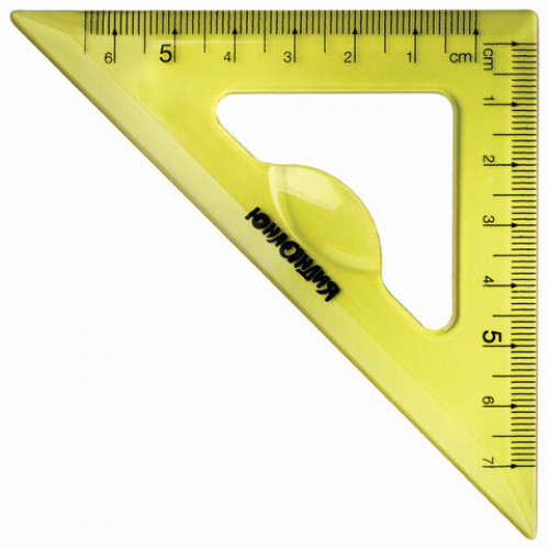 Набор чертежный малый ЮНЛАНДИЯ START 3D (линейка 15 см, 2 треугольника, транспортир), прозрачный, желтый, 210741