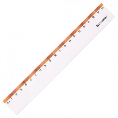 Набор чертежный средний BRAUBERG FRESH ZONE (линейка 20 см, 2 треугольника, транспортир), оранжевая шкала, 210763