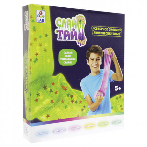 Набор Слайм тайм Сделай слайм. Северное сияние, со звездами, 1TOY, Т12031