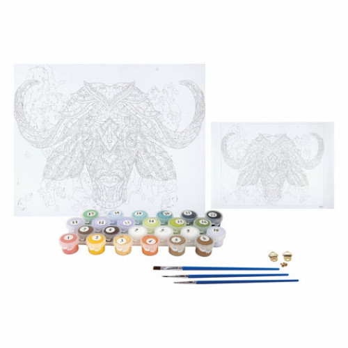 Картина по номерам 40х50 см, ОСТРОВ СОКРОВИЩ Этнический бык, на подрамнике, акрил, кисти, 663353