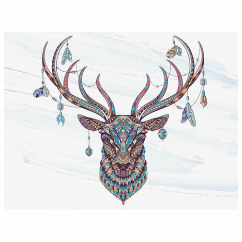 Картина по номерам 40х50 см, ОСТРОВ СОКРОВИЩ Этнический олень, на подрамнике, акрил, кисти, 663349