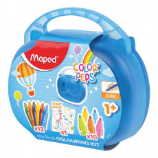 Набор для творчества MAPED Color'Peps Jumbo, 10 фломастеров, 12 утолщенных восковых мелков, раскраска, пластиковый пенал, 897416 Набор для творчества MAPED Color'Peps Jumbo, 10 фломастеров, 12 утолщенных восковых мелков, раскраска, пластиковый пенал, 897416