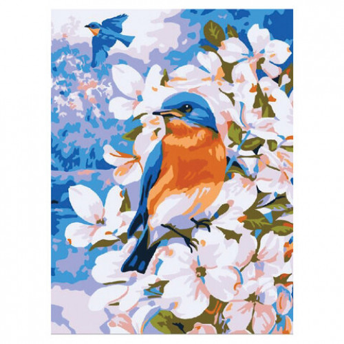 Картина по номерам 15х20 см, ЮНЛАНДИЯ Птица в цветущем саду, на холсте, акрил, кисти, 662506