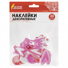 Наклейки из EVA Розовый микс, 30 шт., ассорти, ОСТРОВ СОКРОВИЩ, 661458