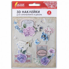 Наклейки бумажные объемные для скрапбукинга и декора ЦВЕТЫ, 6 штук, ОСТРОВ СОКРОВИЩ, 662274 Наклейки бумажные объемные для скрапбукинга и декора ЦВЕТЫ, 6 штук, ОСТРОВ СОКРОВИЩ, 662274