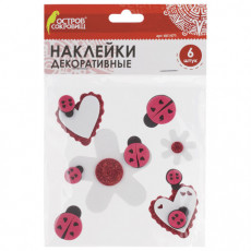 Наклейки из EVA Божьи коровки, 6 шт., ассорти, ОСТРОВ СОКРОВИЩ, 661471 Наклейки из EVA Божьи коровки, 6 шт., ассорти, ОСТРОВ СОКРОВИЩ, 661471