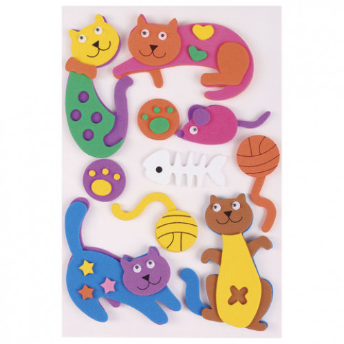 Наклейки из EVA Кошки-мышки, 10 шт., ассорти, ОСТРОВ СОКРОВИЩ, 661463