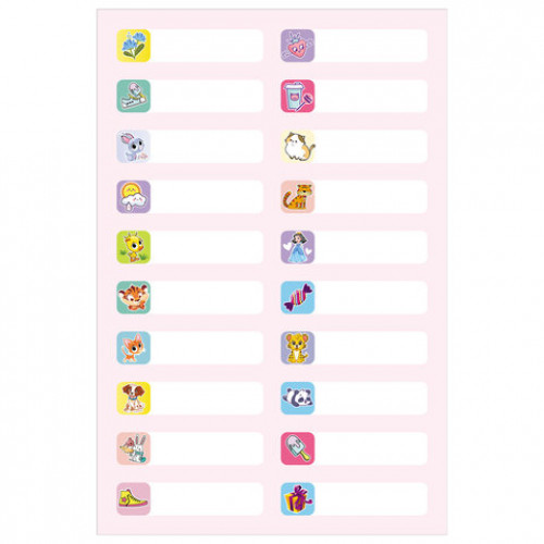 Наклейки бумажные Подпишу всё для девочек, НАБОР 4 листа А5, 113 наклеек, HATBER, 0