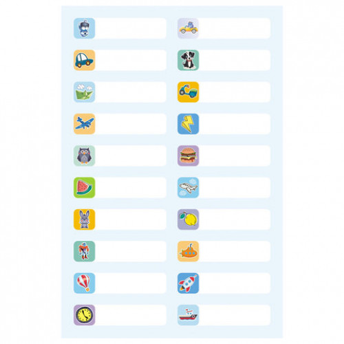 Наклейки бумажные Подпишу всё для мальчиков, НАБОР 4 листа А5, 113 наклеек, HATBER,