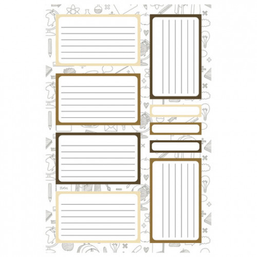 Наклейки бумажные ДЛЯ ТЕТРАДЕЙ, УЧЕБНИКОВ, НАБОР 4 листа А5, 35 шт., HATBER, 094083