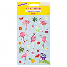 Наклейки зефирные Фламинго, многоразовые, 10х15 см, ЮНЛАНДИЯ, 661794