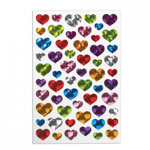 Наклейки виниловые Сердца, многоразовые, голографические, 14х21 см, ЮНЛАНДИЯ, 661833