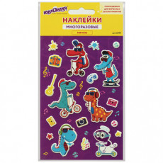 Наклейки зефирные Динозавры, многоразовые, 10х15 см, ЮНЛАНДИЯ, 661799