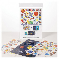 Наклейки бумажные с игровым полем НАБОР, 2 листа, 184 наклеек, Космическое приключение, HATBER, 2Н5н