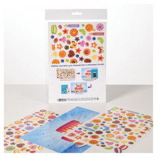 Наклейки бумажные с игровым полем НАБОР 2 листа, 184 наклейки, Сладкое настроение, HATBER, 2Н5н