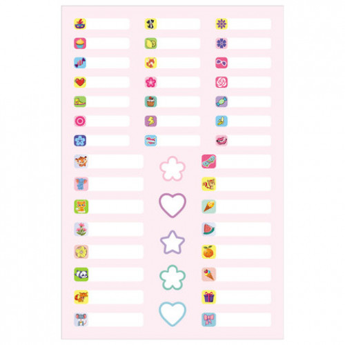 Наклейки бумажные Подпишу всё для девочек, НАБОР 4 листа А5, 113 наклеек, HATBER, 0