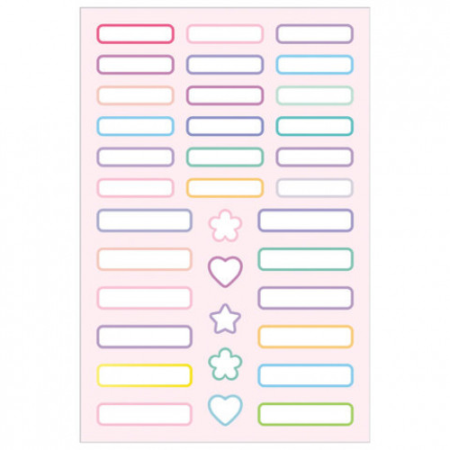 Наклейки бумажные Подпишу всё для девочек, НАБОР 4 листа А5, 113 наклеек, HATBER, 0