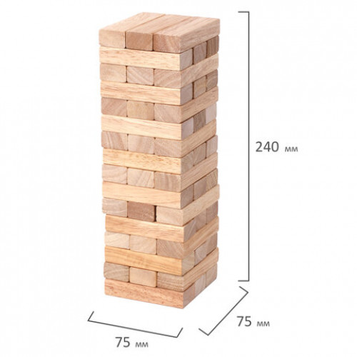 Игра настольная БАШНЯ, 48 деревянных блоков, ЗОЛОТАЯ СКАЗКА, 662294