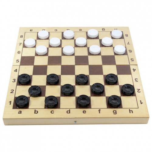 Игра настольная Шашки, пластиковые фишки, деревянная доска 30х30, 10 КОРОЛЕВСТВО, 2862