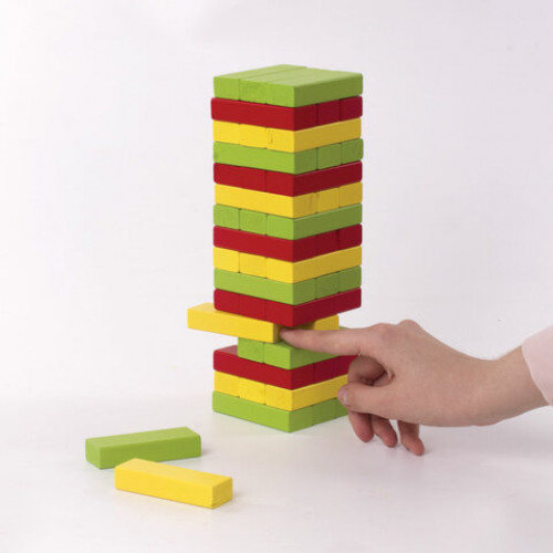 Игра настольная ЦВЕТНАЯ БАШНЯ, 48 окрашенных деревянных блоков + кубик, ЗОЛОТАЯ СКАЗКА, 662295
