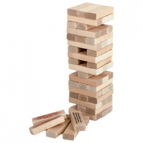 Игра настольная Башня Бам-бум, неокрашенные деревянные блоки с заданиями, 10 КОРОЛЕВСТВО, 1741