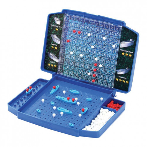 Игра настольная Морской бой, игровое поле, фишки, фигурки кораблей, 10 КОРОЛЕВСТВО, 00992