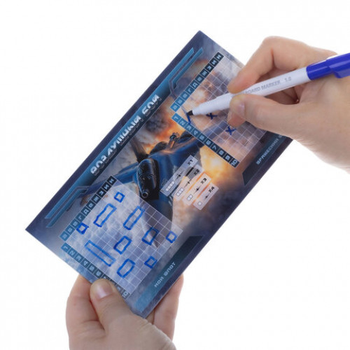 Игра настольная Пиши-Стирай МОРСКОЙ/ТАНКОВЫЙ/ВОЗДУШНЫЙ БОЙ, 2 стираемых маркера, ассорти, Ин