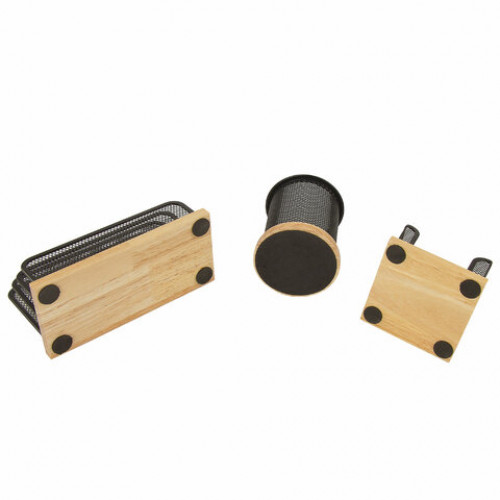 Набор настольный GALANT Wood&Metal, 8 предметов, светлое дерево и черный металл, 230878