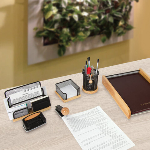 Набор настольный GALANT Wood&Metal, 8 предметов, светлое дерево и черный металл, 230878