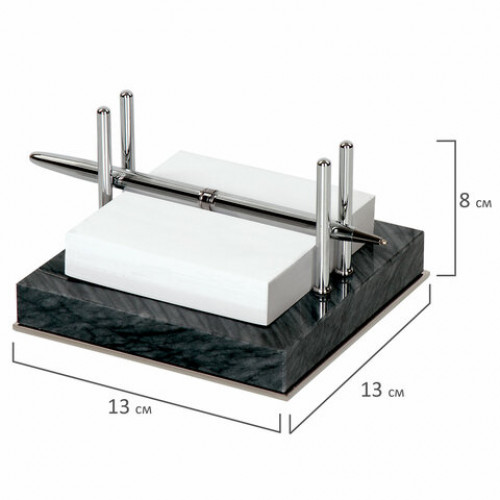 Набор настольный GALANT из мрамора, 8 предметов, черный мрамор/серебристые металлические детали, 231192