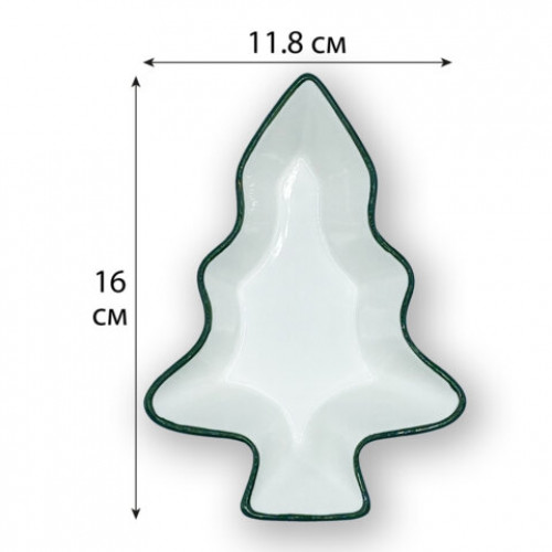 Тарелка сервировочная новогодняя 16,3х11,8х4 см,Елочка, каменная керамика, ЗОЛОТАЯ СКАЗКА, 592547