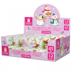 Снежный шар Sweet Xmas d45мм, полистоун/стекло, 4 дизайна ассорти, ЗОЛОТАЯ СКАЗКА, 592596