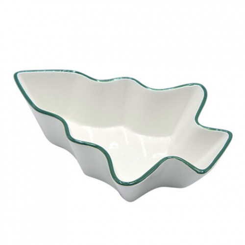 Тарелка сервировочная новогодняя 16,3х11,8х4 см,Елочка, каменная керамика, ЗОЛОТАЯ СКАЗКА, 592547