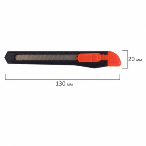Нож канцелярский 9 мм STAFF Basic, фиксатор, цвет корпуса ассорти, упаковка с европодвесом, 230484