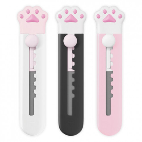 Нож канцелярский Лапки Cat Paw 9 мм, НАБОР 3 шт. на блистере, автофиксатор, BRAUBERG Hobby, 238345