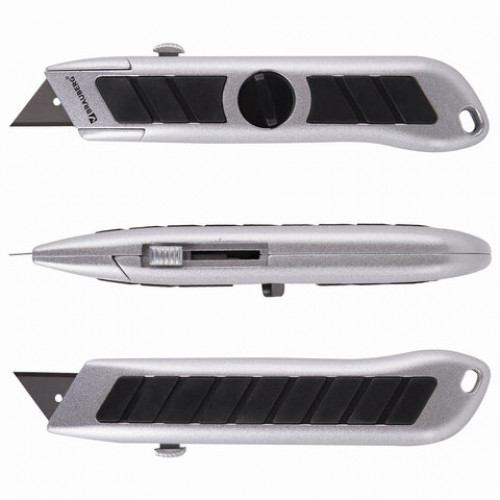 Нож универсальный мощный BRAUBERG Professional, 6 лезвий в комплекте, фиксатор, металл, 235403