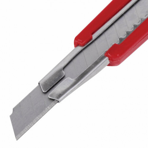 Нож канцелярский 9 мм STAFF Profit, усиленный, металлические направляющие, автофиксатор, ассорти, 237082
