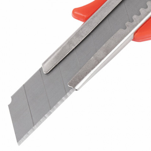 Нож канцелярский 18 мм STAFF Profit, усиленный, металлические направляющие, автофиксатор, ассорти, 237083
