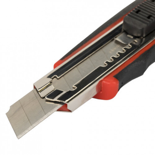 Нож канцелярский 18 мм BRAUBERG Universal с АВТОЗАМЕНОЙ ЛЕЗВИЙ, 6 лезвий в комплекте, автофиксатор, 230922