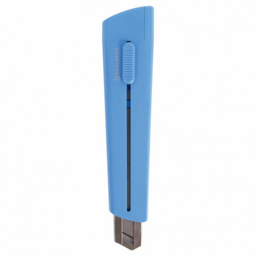 Нож канцелярский 18 мм BRAUBERG Delta, автофиксатор, цвет корпуса голубой, блистер, 237087