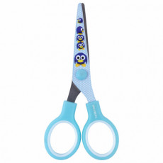 Ножницы BRAUBERG Kid Series, 130 мм, голубые, с цветной печатью Пингвины, закругленные, 232271