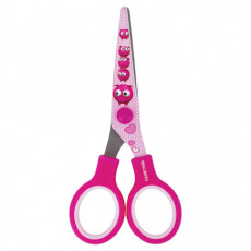 Ножницы BRAUBERG Kid Series, 130 мм, розовые, с цветной печатью Поросята, закругленные, 232272